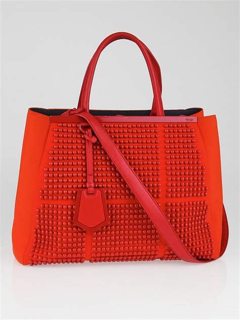 fendi 2jours medium red|Red Studded Neoprene 2Jours Medium Tote Bag .